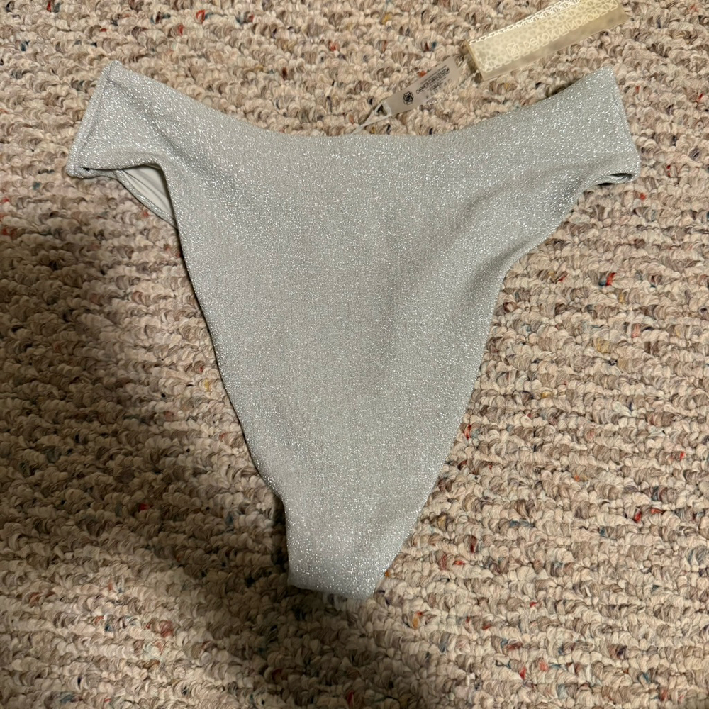 NWT Devon Windsor Martha Swim Bottoms in Silver Shimmer- Size XS - Picture 6 of 6